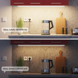 ledscom.de Smarte LED Unterbau-Leuchte SIRIS weiß matt, WLAN-Controller, flach, Smart-Home, Alexa-fähig je 90cm, je 963lm, warmweiß, 3er Set