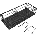 Eisen Hänge Blumenregal Korb, schwarzes Metall Balkon Blumenregal hängender Blumentopf Aufhänger, Sukkulenten dekoratives Geländer Regal für Patio Garten(For 10.5cm railing)