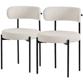 ML-Design Esszimmerstühle 2er Set aus Teddystoff Weiß mit Rückenlehne,