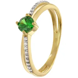 trendor 68842 Damenring Gold 333/8K mit synthetischem Smaragd und Zirkonias, 54/17,2