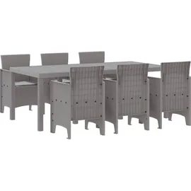 vidaXL Garten Essgruppe 7 pcs Hellgrau Polt Rattan vidaXL