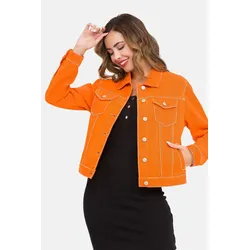 Jeansjacke CIPO & BAXX "Jeansjacke", Damen, Gr. M, orange, 100% Baumwolle, unifarben, casual, regular fit normal, Langarm Manschette, Jacken, Mit praktischen Brusttaschen, WJ212