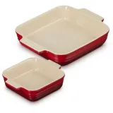 Le Creuset Quadratische Backformen, 14 cm + 23 cm, kirschrot,
