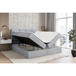 altdecor BOXBETT mit Matratze H3 und Lattenrost, - NOVA - 160x200 Hellgrau