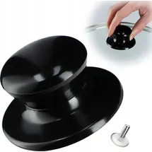 Kadax Topfdeckelgriff, "Caserta", Haltegriff für Topfdeckel aus Kunststoff und Edelstahl, 1 Stück, Schwarz