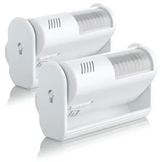 SEBSON® Bewegungsmelder mit Alarm und Klingel, Durchgangsmelder, batteriebetrieben, Alarmanlage, 2er Pack Weiß