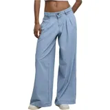 URBAN CLASSICS Damen Jeanshose Ladies Wide Leg Light Denim Pants, Damen-Hose aus leichtem Denim mit weitem Bein, Größen 26-32 - 26
