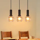 GBLY Hängelampe 3-flg. E27 60 cm Glas Gold/Schwarz