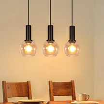 GBLY Hängelampe 3-flg. E27 60 cm Glas Gold/Schwarz