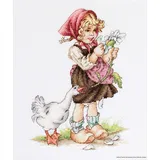 Lucas Luca-S Kreuzstichset Mädchen mit Einer Gans, Zählmuster, 14,5x20cm