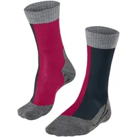 Falke TK2 Explore Damen Wandersocken W SO Wolle Funktionsmaterial antiblasen dick 1 Paar, Rot red 8644) - Streifen, 39-40