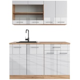 Vicco R-Line Küchenzeile 140 cm weiß hochglanz/goldkraft