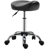 Homcom Rollhocker Schwarz Leder, 48x69x48 cm