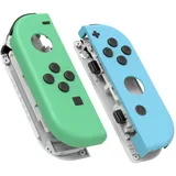 eXtremeRate Joycon Shell & Tasten, Matt DIY-Ersatz Gehäuse Grips Skin Hülle & Knöpfe Buttons Umbau Set für Nintendo Switch/Switch OLED Joycon Controller-Mintgrün&Himmelblau [KEIN Joy Con]