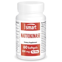 Supersmart - Nattokinase 50 mg - Hoher Gehalt an Vitamin K2 - Japanisches fibrinolytisches Enzym | Glutenfrei - 60 Softgels