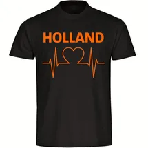 multifanshop Kinder T-Shirt - Holland - Herzschlag - Druck orange - Kind