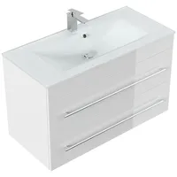 Magnolia home Badmöbel Vitro 1000 mit Glaswaschbecken SoftClose weiss
