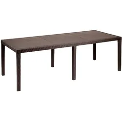 Dmora Gartentisch Roma, Rechteckiger ausziehbarer Esstisch, ausziehbarer Gartentisch in Rattan-Optik, 100 % Made in Italy, 150x90h72 cm, Braun