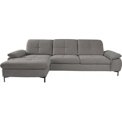 Ecksofa ALINA "Melina", grau (grau tta 19), B:274cm H:100cm T:203cm, Struktur TTA (100% Polyester), Sofas, In 2 Breiten, Wahlweise mit und ohne Bettfunktion