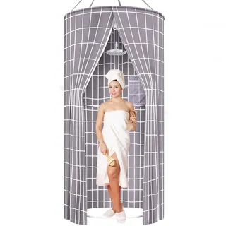 PFOIBOU Duschvorhang Rund, Duschvorhang Rund Hängend 100x200 cm, Duschvorhänge Outdoor für Outdoor Camping,Strand, Dusche, Toilette, Privatsphäre (Gray, 100 X 200 cm)