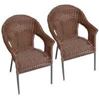 Gartensessel MERXX "Ravenna", braun, B:61cm H:87cm T:67cm, Sessel, 2er Set, Polyrattan, stapelbar, braun