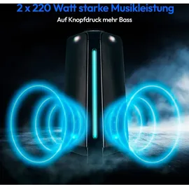 Medion P61552 Party-Soundsystem (Partylautsprecher inkl. Mikrofon, Karaoke Partybox, Akku, Bluetooth, Lautsprecher, Schwarz