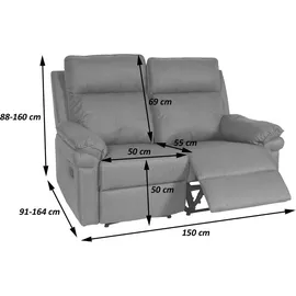 MCW 2er Kinosessel MCW-L94, Relaxsessel Fernsehsessel Sofa, Armlehne Liegefunktion Nosagfederung Stoff/Textil ~ dunkelgrau