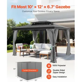 Vevor Seitenwand für Pavillon 2,83 x 3,40 x 2,04 m Grau