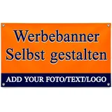 Banner Personalisiert, Werbebanner mit Text/Logo/Foto, Selbst gestalten mit Text & Bild, Individuelles Banner, für Innen & Außen, für Werbung, Anzeigen, Geburtstag, Events (120 * 180cm)