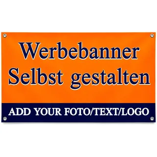 Banner Personalisiert, Werbebanner mit Text/Logo/Foto, Selbst gestalten mit Text & Bild, Individuelles Banner, für Innen & Außen, für Werbung, Anzeigen, Geburtstag, Events (120 * 180cm)