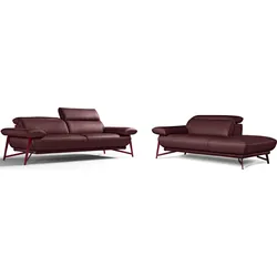 Egoitaliano Polstergarnitur »Anais, Design mit hohem Sitzkomfort für mehr Bequemlichkeit«, Set: bestehend aus Sofa und Ottomane, inkl. Kopfteilverstellung Egoitaliano burgundy