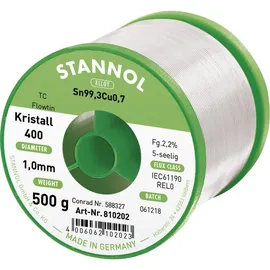 Stannol Flowtin TC Lötzinn, bleifrei Spule Sn99,3Cu0,7 500g 1mm