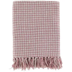 Chic Antique Plaid Decke Aix aus recycelter Baumwolle, himbeere