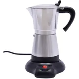 MINRS Espressokocher 6 Tassen, Griff mit Verbrühschutz Mokkakanne Elektrisch Espressokanne Camping Kaffeekocher Sicherheitsventil, für Kaffeeliebhaber, Silber