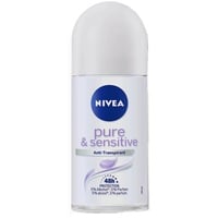 NIVEA Pure & Sensitive Deo Roller im 6er Pack (6 x 50 ml), Antitranspirant Roll On geeignet für empfindliche Haut, Deodorant mit 48h Schutz