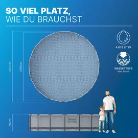 BESTWAY Steel Pro Max Frame Pool Set 305 x 76 cm lichtgrau inkl. Filterpumpe