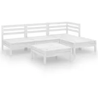 vidaXL 5-tlg Garten-Lounge-Set Massivholz Kiefer Weiß