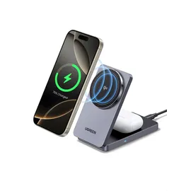 UGREEN Qi2 15W 2-in-1 Kabelloses Ladegerät Magsafe - Grau