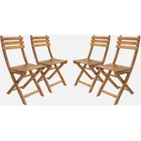 Sweeek 4er-Set zusammenklappbare Gartenstühle aus natürlichem Akazienholz, 40 x