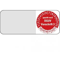 Dreifke® Kabelprüfplakette ab 28 nach DGUV Vorschrift 3 rot/w - 50x20 mm Folie selbstklebend, 5 St