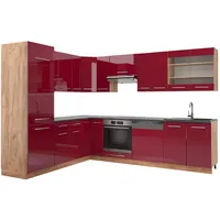 Vicco Eckküche, Bordeaux, Eiche Wotan, L-Form,L-Form, 227x82x287 cm, Küchen,