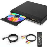 Kompakt HD DVD-Player für Fernseher mit HDMI, Multiregionenfreie DVD-Player zum Abspielen mit Fernbedienung, 1080p HD DVD-Player, CD-Player für zu Hause mit USB-Eingang (DVD-168)