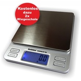 NOHLEX Küchenwaage Nohlex 2000g/0.1g Feinwaage für die Küche mit 2 Wiegeschalen, LCD Display