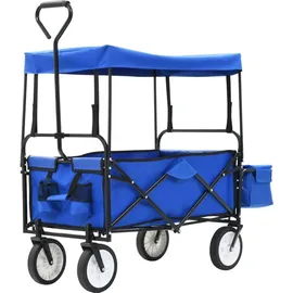 vidaXL Klappbarer Handwagen mit Sonnendach blau
