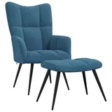 vidaXL Relaxsessel mit Hocker Blau Samt