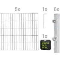 GAH Alberts Alberts Doppelstabmattenzaun »Grundset«, Höhe 80 cm, Länge 10 m zum Einbetonieren silberfarben