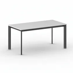 Konferenztisch, Besprechungstisch PRIMO INVITATION 1600 x 800 mm, schwarzes Fußgestell, weiß