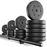 TREX SPORT Langhantel Set 55 kg | Hantelset mit Langhantelstange 180 cm und 16 Hantelscheiben