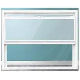 XILYZMO Schiebefenster Kippfenster, Weißes Flächenbündiges Fenster, Mit Gehärtetem Glas Servicefenster Imbisswagen, Vertikal Hebe- Größenanpassung Lamellenfenster(65X90CM)