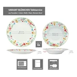 Mambocat Variant Blümchen Tafelservice 12-tlg. bunt